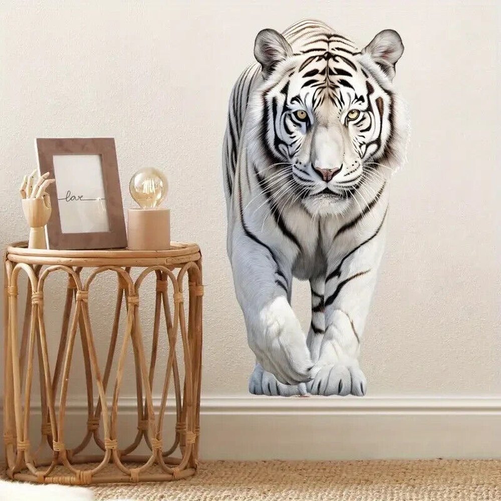 Realistic White Tiger 3D Wall Decal 23.6" x 11.8" NEW! Home & Garden:Home Décor:Decals, Stickers & Vinyl Art Style Your Walls